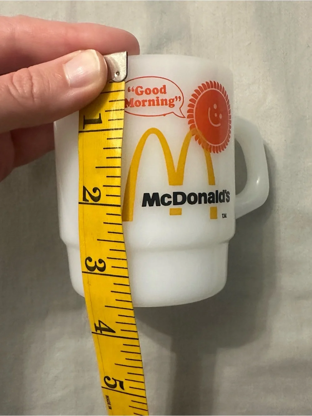 Vintage Fire King McDonald's Good Morning Milk Glass Mug⁠